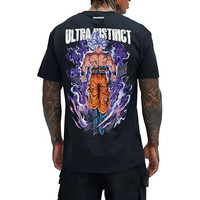 Peaceout Anime Printed Slim Fit T-Shirt, Goku Design, Black, Men's (X-Large, Black)