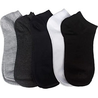 Tradehub Cotton Ankle Length Socks For Men And Women-Free Size, Solid, Pack Of 5 (Multicoloured)