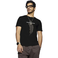 Bewakoof Men's Printed 100% Cotton T-Shirt - Regular Fit, Round Neck, Half Sleeves Black