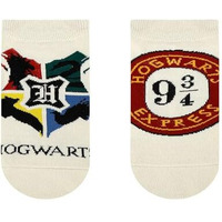 Balenzia X Harry Potter Hogwarts Crest & Hogwarts Express Lowcut Socks For Women | Made With Cotton And Spandex Lowcut Ankle Socks For Women (Pack Of 2)- Cream