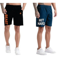Blue Star Shark Men's Combo Shorts | Sports And Gym Shorts For Running, Training, And Everyday Wear | Lightweight And Comfortable Activewear Shorts With Pockets, Black, L