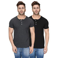 London Hills Men's Regular Fit T-Shirt (Pack Of 2) (Lh_T_Hf_514_513_Size_M_Black & Dark Grey_Medium)