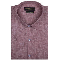 Accox Men's Half Sleeves Formal Regular Fit Cotton Linen Shirt(Gc312_46) Maroon
