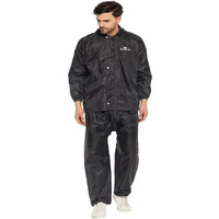 Ben Martin Polyester Rain Coat For Men - Casual Style Waterproof Rainsuit For Bike Riding - Black, Size 2Xl