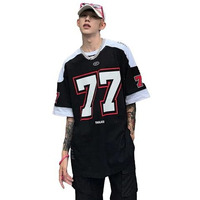 Thalasi Men Cotton Jersey Aesthetic Oversized T Shirt For Men | Sports Jerseys T-Shirts & Half Sleeve Round Neck Printed Tshirt For Men - Down Shoulder Loose & Baggy Fit Korean T Shirts For Man & Boys