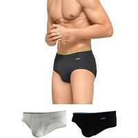 Xyxx Men's Underwear Uno Intellisoft Antimicrobial Micro Modal Brief Pack Of 3 (Coral Grey ; Black ; Heather Grey; L)