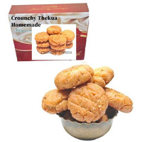 Crunchy Thekua 450G With Dry Fruits, White Til & Coconut  Handmade Khajuria Biscuits | Long-Lasting Hunger Relief | Maida & Whole Wheat Flour | Cardamom & Coconut Flavor