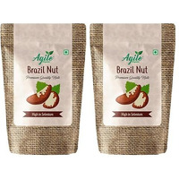 Agile Organic Jumbo Brazil Nuts 400 Grams Pouch (2 Pack Of 200 Gram)-Whole,Raw & Unsalted|Immunity Boosting|Rich In Selenium & Magnesium|Brazilnut 400G Brazilian Nuts|Rich In Selenium|Product Of Peru]