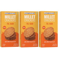 Rightcrunch Millet Crackers Gluten Free & Baked With High Protein & Fibre. Pack Of 3 Til-Gud Flavour - Healthy Crackers, Healthy Chai Time Snacks, 300G.