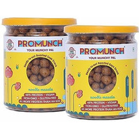 Promunch Roasted Soya Snack | Vegan | High-Protein | Healthy | Gluten-Free | Pack Of 2, Flavour: Noodle Masala, 150 G Each