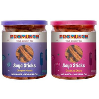 Promunch Soya Sticks Combo Pack | Chatpata Masala & Cream Onion Flavors | Crispy, Healthy Namkeen Snacks | No Palm Oil & No Maida (80G, Pack Of 2)