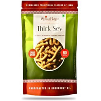 Spiceraga | Thick Sev Pack Of 5 | No Palm Oil | Pure Groundnut Oil | No Trans Fat | Crispy & Spicy Teatime Snack | Healthy Namkeen Moti Sev | 100% Natural Ingredients | 140G Each