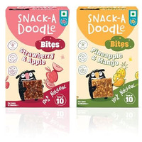 Snack-A-Doodle Strawberry Apple & Mango Pineapple Bites | Nutritious Healthy Snacks For Kids | No Added Sugar | Sweetened With Fruits | Vegan & Gluten-Free | Perfect For Tiffin, Evening Snacks & Travel | 300G