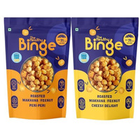 The Healthy Binge Roasted Makhana | As Seen On Shark Tank India| Peri Peri & Cheesy Delight | Weight Loss Snacks 71 Calories | High Protein & Fiber | No Palm Oil | Family Size Packs 75G X 2 Nos