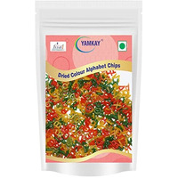 Yamkay Fryums Snacks Dried Colour Alphabet Chips,Chips Alphabet Fryums Mix Crunchy Snacks Tasty Homemade Papad Food Colorful Finger Chips Tea Time Snacks 200G