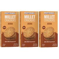 Rightcrunch Millet Crackers Gluten Free & Baked With High Protein & Fibre. Pack Of 3 Jeera Flavour - Healthy Crackers, Healthy Chai Time Snacks, 300G.