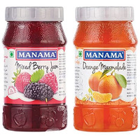 Manama Mixed Berry Jam And Orange Marmalade, 500Gms Each, Pack Of 2