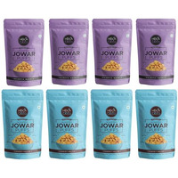 Heka Bites Roasted Jowar Puffs Assorted - Pack Of 8 | Made With 80% Jowar | Healthy Snack | Sugar Free | High Protein And Fiber | Cholesterol Free | Gluten Free (40G X 8)