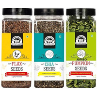Wonderland Foods 600G (200G X 3) Healthy & Roasted Chia Seeds, Flax Seeds & Pumpkin Seeds Jar Combo Pack