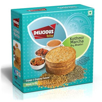 Delicious Bite Kothmir Marcha Dry Bhakhri (4 Packs Of 180 Gm Each) Whole Wheat Roasted Snacks | Ready To Eat Crisps | Vacuum Packed | Parties & Events | Travel Friendly Pack