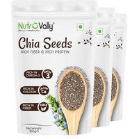 Nutrovally Chia Seeds 300G (Pack Of 3 X 100G) | High Protein Chia Seeds For Weight Loss | Rich In Omega-3, Calcium, & Antioxidants | Diet-Friendly Snacks