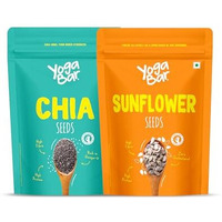 Yogabar Roasted Chia Seeds + Sunflower Seeds 500G (250G*2, Pack Of 2) | Black Calcium, Iron & Zinc - Diet Food Healthy Snacks, Sunflower Seeds For Eating Protein And Fibre