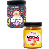 Royal Mouth Freshners Calcutta Meetha Paan Mukhwas Without Supari & Mango Fruit Bar (Aam Papad) | Combo Of Healthy Snack & Refreshing Mouth Freshener | Combo Pack (300G + 300G Jars)