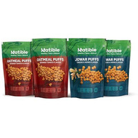 Natible Roasted Puffs (Combo Pack Of 2, Each 70Gms Oatmeal Spanish Tomato & Pack Of 2, Each 60 Gms Jowar Cheese & Herbs Puffs) Roasted Snacks For Kids, Adults