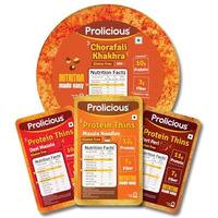 Prolicious Gluten Free Snacks Combo (Pack Of 7) | No Palm Oil | Crispy | Gluten Free Chorafali Khakhra (170G) | Peri-Peri, Desi Masala, Masala Noodles Thins(Pack Of 2, 50 Grams Each)
