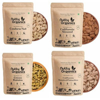 Nutty Organics, Whole Cashew, California Almonds, Pistachio, Green Raisins - 250 Gm Each (Total - 1000Gm) | High In Antioxidants, Naturally Sweet & Tasty No Refined Sugar Rich In Nutrients Health Benefits Boost Immunity Healthy Snack Option.