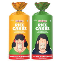 Grainic Brown Rice Cakes, Lentils & Flaxseed And Turmeric & Black Pepper I Lightly Salted - Combo Pack Of 2 | Organic Certified I