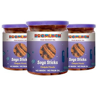 Promunch Soya Sticks |Crispy & Healthy Protein Snack | Guilt Free | High-Protein Savory Treat | No Palm Oil And No Maida | Chatpata Masala Flavor -80G Pack Of 3 |Ideal Snack For Health-Conscious