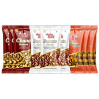 8Am Healthy Snack & Namkeen Combo Pouch, Pack Of 9, (Roasted Chana 40G X 3, Chana Chatpata 40G X 3, Peanut Masala 50G X 3), Fiber & Protein Rich Mix Snacks