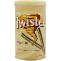 Delfi Twister Wafer Rolls Filled With Delicious Smooth Vanilla Flavoured Cream 320G Tin