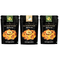 Gourmade Soulful Snacking Pita Chips Snacking Combo, 375G | 2 X Olive & Herbs And 1 X Roasted Garlic (125Gms Ecah - Pack Of 3) | Baked Chips | Bar Party Snacks | Dip Chips | Starter Chips | Nachos & Tortillas