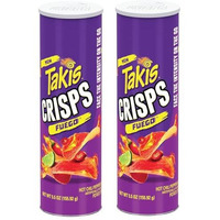 Takis Crisps Fuego Potato Crisps, Hot Chili Pepper And Lime Artificially Flavored, 5.5 Ounce Canister 2 X 155G