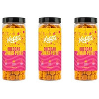Kepps Cheddar Jowar Puffs (Pack Of 3) Snack, Gluten Free, Rich In Fiber And Protein, Never Fried, Low Calorie, Delicious Munchies, For All Age, Kid Friendly (70 Gm X 3)