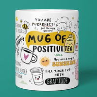 Visibee Mug Of Positivity  Motivational Coffee Mug 330Ml, Positivity Gifts For Men, Women, Boss, Coworkers  White Ceramic With Uplifting Quotes, Dishwasher & Microwave Safe