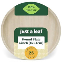 Just A Leaf [6 Inch, Pack Of 25 Areca Palm Leaf Round Plates Eco-Friendly & Biodegradable Wood Plates, 100% Natural, Disposable & Organic Plates For Wedding, Events, Parties & Picnic Plate (15.24Cm)