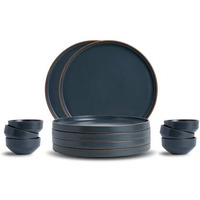 Shay Ceramic Modern Dinner Set, 12 Pcs, Grey & White | Crockery Set | Ceramic Plate Set | Matte Finish | Plates And Bowls (Japandi Dinner Set - Grey & White, 12 Piece)