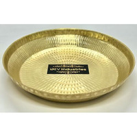 Dev Industries Brass Paraat For Dough Atta Kneading Handmade 100% Pure Brass Parat Platter Kneading Thaal Ptal Brass Utensils For Your Kitchen, 28 Cm- 11 X 2.4 Inch- 640 Gram