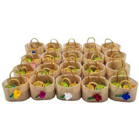 Soul Artisan Thamboolam Return Gift Set Traditional Handmade Small Jute Bag With Haldi And Kumkum Powder For Religious Ceremony Varalakshmi Pooja And Function|Pack Of 20,Brown