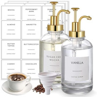 Supvox 2Pcs Coffee Syrup Dispenser 16Oz Glass Syrup Pump Dispenser With Silicone Funnel & Lable Stickers Maple Syrup Dispenser Syrup Bottle For Coffee Bar, Kitchen