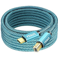 Fedus 3 Meter Usb Type-C To Printer Cable, Gold Plated Nylon Braided Usb Type-C To Usb B Male Scanner Cord Compatible With Dimi, Google Chromebook Pixel, Macbook Pro, Hp Canon Printers