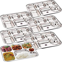 Urban Kraft 6In1 Stainless Steel Plates With Compartments/Bhojan Thali/Partition Plates Set Of 6 For Lunch/Dinner/Kids Plate Pack Of 6 /Thali - Extra Deep Mess Tray