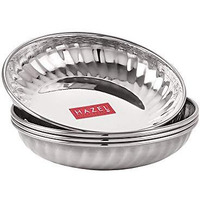 Hazel Stainless Steel Serving Sweet Dish Dessert Plate, 310 Ml Each, Set Of 4
