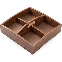 Ethoweden Wooden Serving Tray Divided Platter 4 Compartment Storage Organizer Container Decorative Candy Tray For Food Server Snack. (Design Divided)