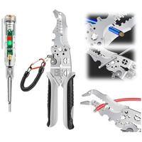 Trk Impex12-In-1 Multifunctional Wire Stripper Crimper Cable Cutter Pliers | Professional Electrical Wire Stripping Tool | Heavy Duty Industrial Grade With Adjustable Steel & Tester Combo (Pack Of 2)