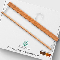 Bloomax German Technique, Trouser Pants Hangers With Non Slip Bar Smooth Finish, Wooden Hangers, 360 Hook- Ideal For Pants, Natural, 14-Inch (12-Pcs)