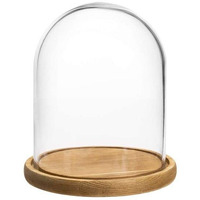 Kraftyhome Decorative Cake Dome | Wooden Cake Stand With Cloche/Dome | Decorative Clear Glass Dome, Cloche Bell Jar Display | Dessert Dome | Cake Dome - 8 X 10 Inch